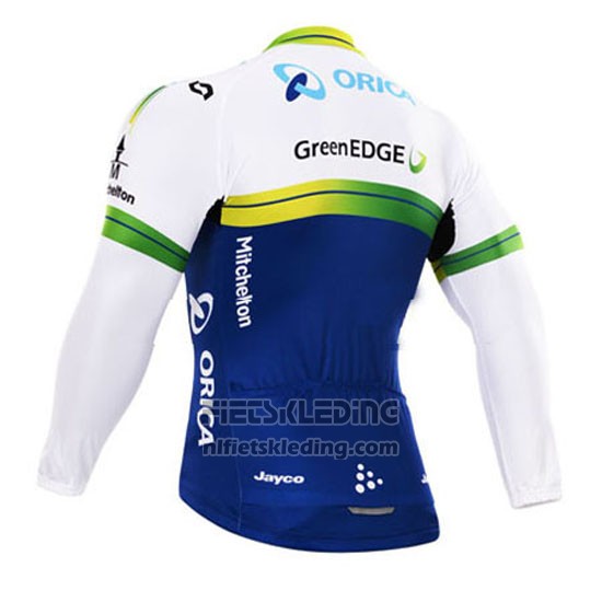 2015 Fietskleding Orica GreenEDGE Wit en Blauw Lange Mouwen en Koersbroek